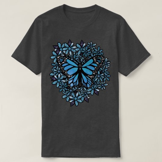 Blauwe vlinder3 t-shirt (Design voorkant)