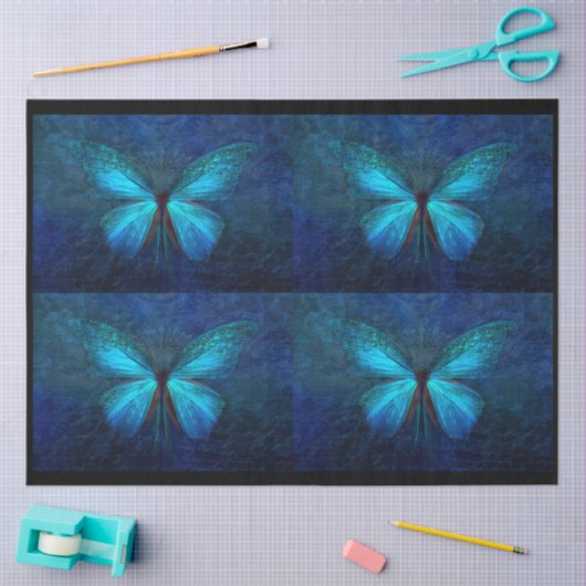 Blauwe vlinder 4-deklappapier tissuepapier (Craft)