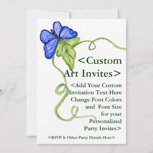 Blauwe vlinder - Aangepaste kunstuitvindingen Kaart (Achterkant)