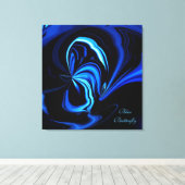 Blauwe Vlinder Abstract Verpakte Canvas Print (Insitu (Houten vloer))
