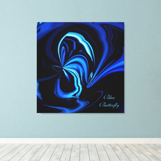 Blauwe Vlinder Abstract Verpakte Canvas Print (Insitu (Houten vloer))