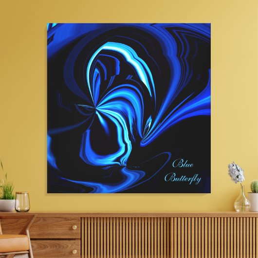 Blauwe Vlinder Abstract Verpakte Canvas Print (Insitu (Woonkamer))
