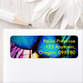 Blauwe vlinder Abstracte kleurrijke knollen Etiket (Insitu)