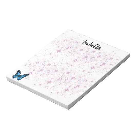 blauwe vlinder achtergrond notitieblok (Linkerzijde)