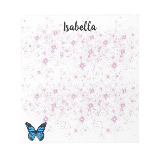 blauwe vlinder achtergrond notitieblok (Voorkant)