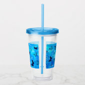 Blauwe vlinder acryl drinkbeker (Rechts)