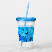 Blauwe vlinder acryl drinkbeker (Achterkant)