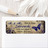 Blauwe vlinder adreslabel etiket (Insitu)