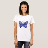 Blauwe Vlinder Art Dames Basic T-shirt, Wit T-shirt (Voorkant volledig)