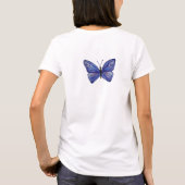 Blauwe Vlinder Art Dames Basic T-shirt, Wit T-shirt (Achterkant)