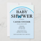 Blauwe Vlinder Baby Shower Uitnodiging (Voorkant)