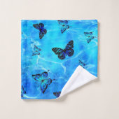 Blauwe vlinder bad handdoek (Wasdoekje)