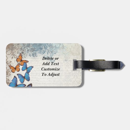 Blauwe vlinder bagagelabel (Achterkant horizontaal)