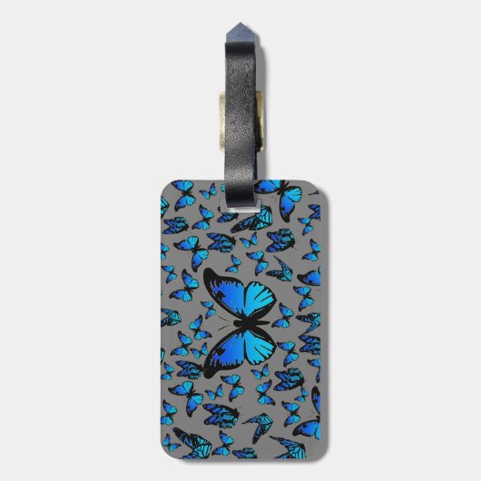 blauwe vlinder bagagelabel (Achterkant verticaal)