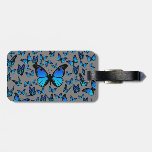 blauwe vlinder bagagelabel (Achterkant horizontaal)