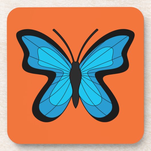 Blauwe vlinder bier onderzetter (Voorkant)