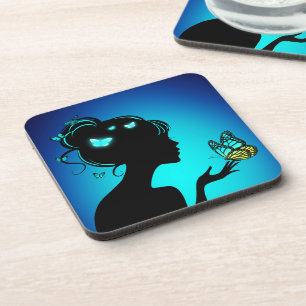 Blauwe vlinder bier onderzetter