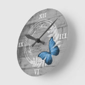 Blauwe vlinder bijtende acrylwandklok ronde klok (Hoek)