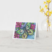 * Blauwe Vlinder * - Blanco Kaart (Gele Bloem)