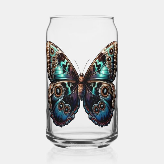 Blauwe Vlinder Blikvorm Glas (Voorkant)