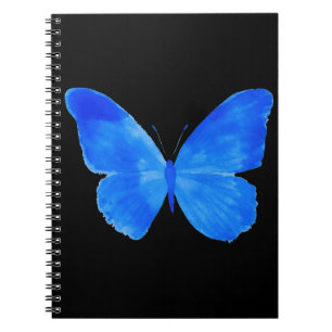 Blauwe vlinder (BLK BKGRD) Notitieboek