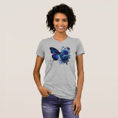 Blauwe Vlinder Bloem T-shirt (Voorkant volledig)