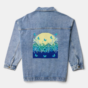 Blauwe Vlinder Bloemachtige Denim Jas Jacket