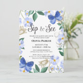 Blauwe vlinder bloemblaadje Baby Boy SIP EN SEE Kaart (Staand voorkant)