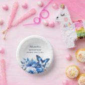 Blauwe Vlinder Bloemen Elegante 100ste Verjaardag Papieren Kommen (Feest)