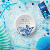 Blauwe Vlinder Bloemen Elegante 100ste Verjaardag Papieren Kommen (Feest)