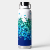 Blauwe Vlinder Bloemen Waterfles (Achterkant)