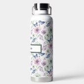 Blauwe Vlinder Bloemenfles – Zachte Tuin Cadeau Waterfles (Achterkant)
