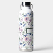 Blauwe Vlinder Bloemenfles – Zachte Tuin Cadeau Waterfles (Voorkant)