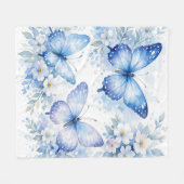 Blauwe Vlinder Bloemstuk Fleece Deken (Voorkant (Horizontaal))