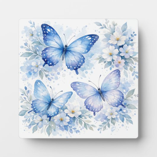 Blauwe Vlinder Bloemstuk Fotoplaat (Voorkant)