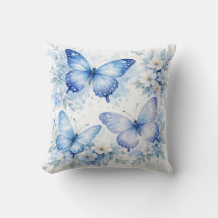 Blauwe Vlinder Bloemstuk Kussen