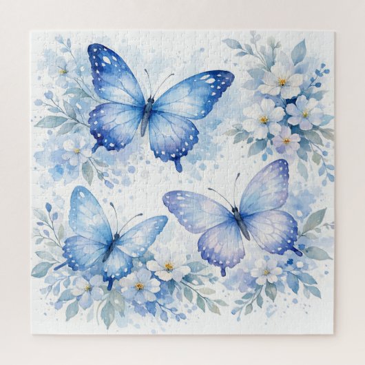 Blauwe Vlinder Bloemstuk Legpuzzel (Verticaal)