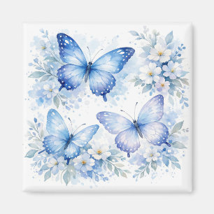 Blauwe Vlinder Bloemstuk Magneet