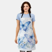 Blauwe Vlinder Bloemstuk Schort (Gedragen)