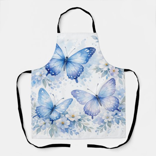 Blauwe Vlinder Bloemstuk Schort (Voorkant)