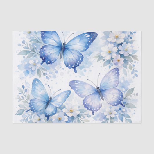 Blauwe Vlinder Bloemstuk Tissuepapier (Voorkant)