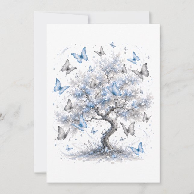 Blauwe Vlinder Boom Briefpapier Envelop (Voorkant)
