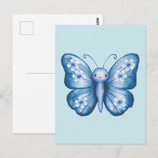 Blauwe vlinder briefkaart (Voorkant / Achterkant)