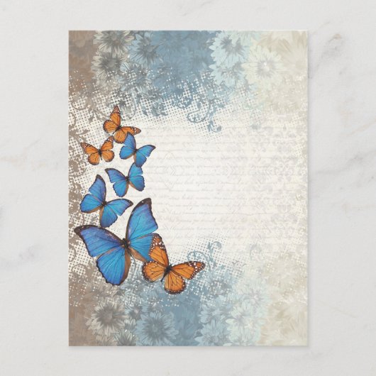 Blauwe vlinder briefkaart (Voorkant)