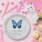 Blauwe Vlinder Bruiloft Papieren Borden Bordje (Feest)