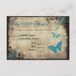 Blauwe Vlinder Bruiloft RSVP Kaart