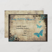 Blauwe  Vlinder Bruiloft RSVP Kaart (Voorkant / Achterkant)