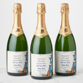 Blauwe Vlinder bruiloft Sparkling Wijnetiket (Flessen)