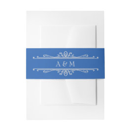 Blauwe Vlinder Bruiloft Suite Monogram Buikband Uitnodigingen Wikkel