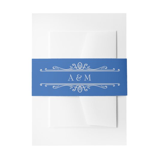 Blauwe Vlinder Bruiloft Suite Monogram Buikband Uitnodigingen Wikkel (Voorkant Voorbeeld)